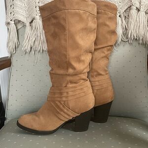 Rampage Tan Heeled Boots for Women